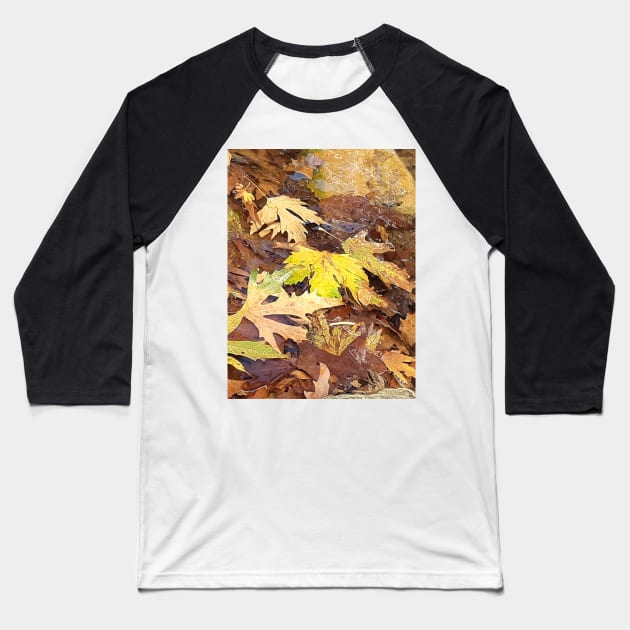 Fallen leaves floating in the river, 3, (Set of 3), fall, autumn, xmas, holiday, nature, forest, trees, winter, color, flowers, orange, art, botanical, leaves, leaf, floral, wet, rain, water, holidays, digital, spring, aqua, graphic-design, christmas Baseball T-Shirt by PrintedDreams